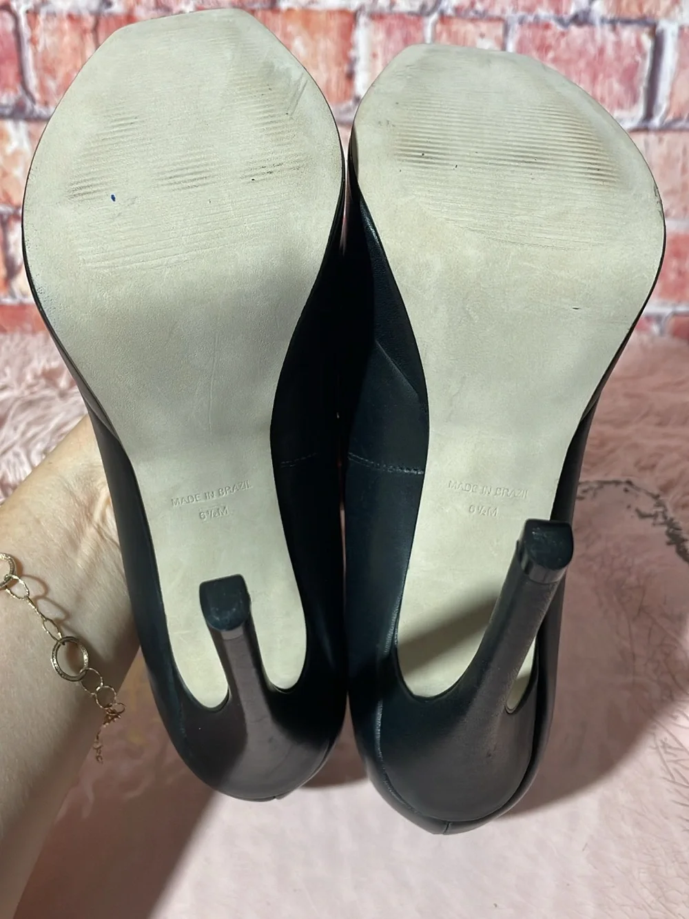 Steve Madden Black Peep-Toe Platform Pumps with Square Platform